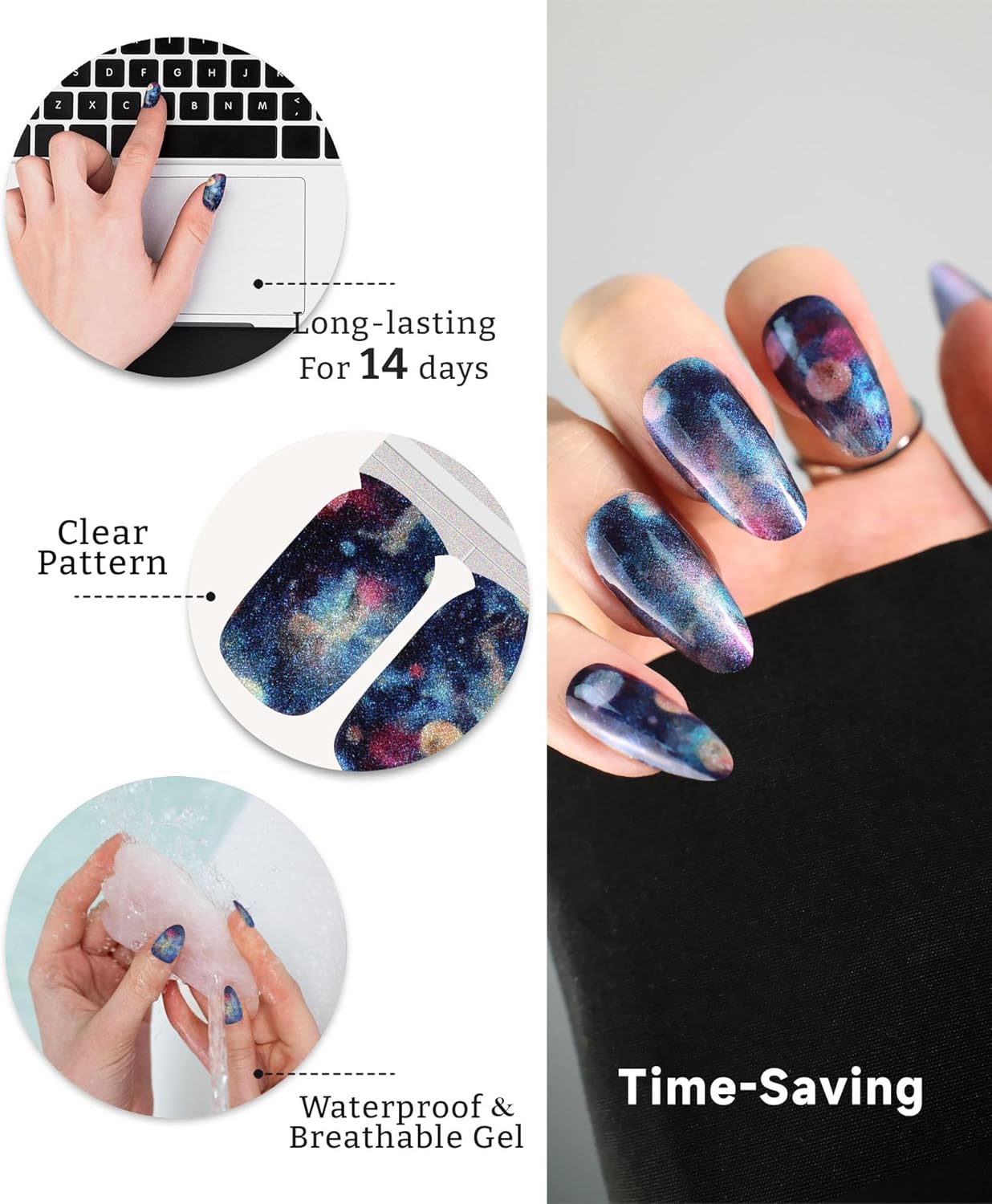 Glitter Nail Polish Strips, 32 Pcs Salon Quality Gel Nail Stickers, Long Lasting Wraps Easy to Use & Remove (Violet Haze)