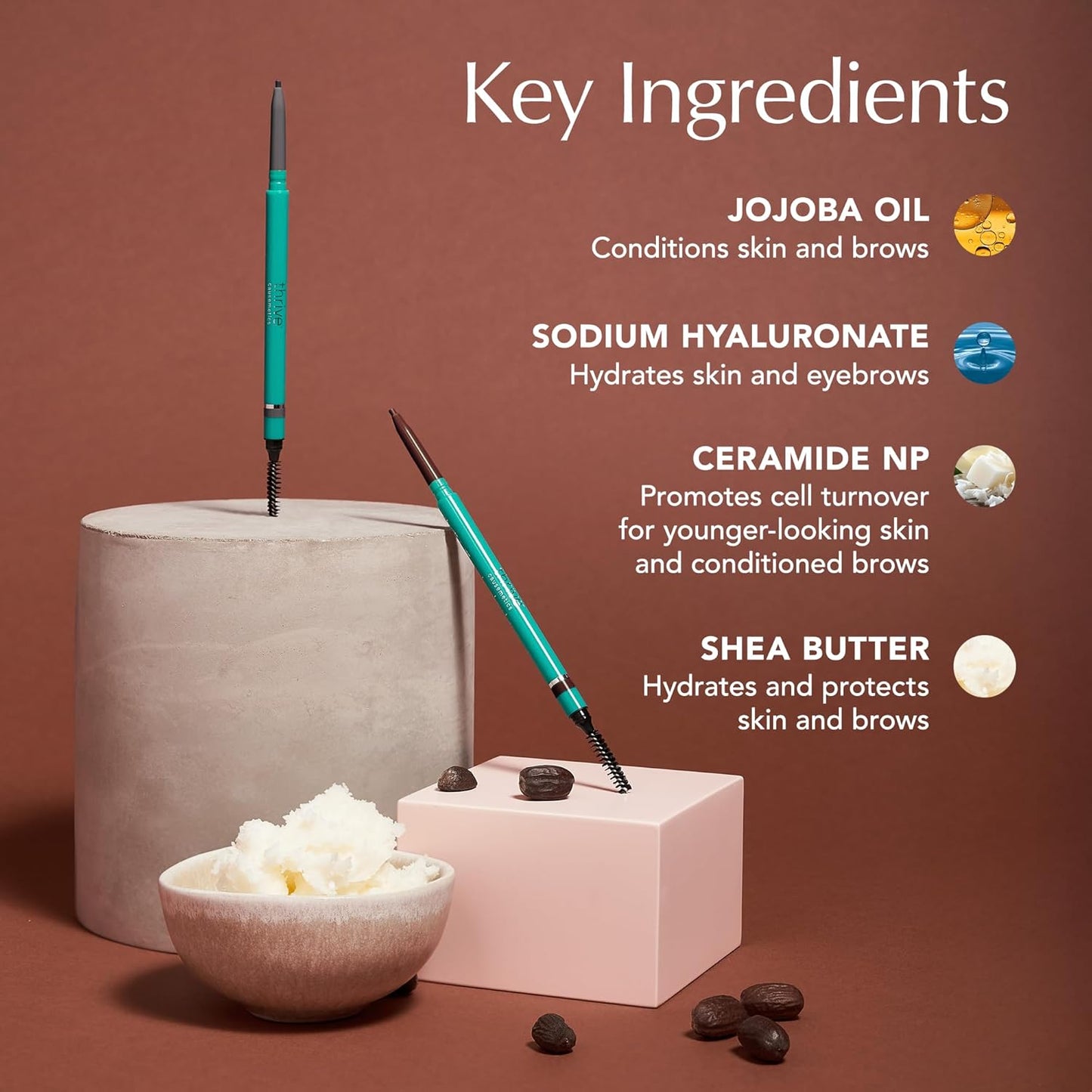 Thrive Causemetics Infinity Waterproof Eyebrow Pencil, Retractable Brow Pencil, Hyaluronic Acid, Shea Butter, Dual Ended Eyebrow Brush Spoolie, Fine Tip, Vegan, Cruelty Free, Christina (Light Blonde)