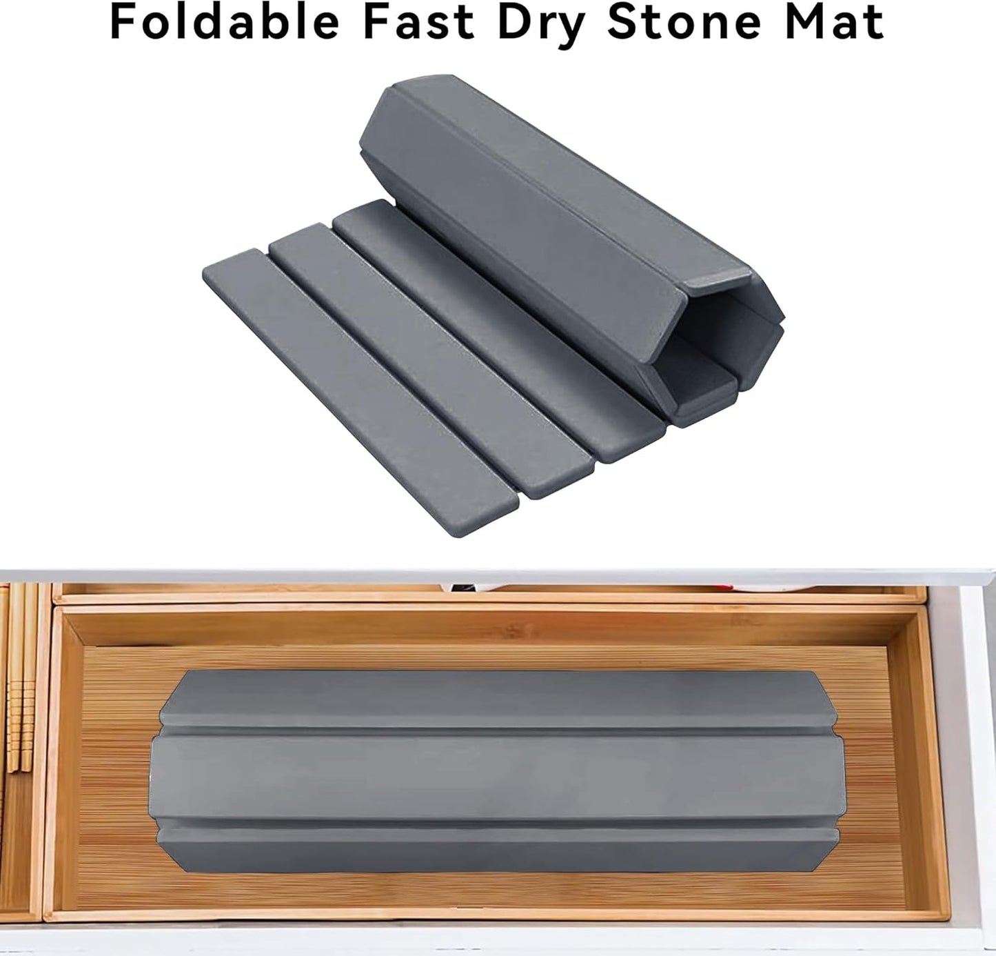 Large Stone Dish Drying Mat for Kitchen Counter, 24" x 16" Drying Board Diatomaceous, Dish Drying Tray for Kitchen, Utensils, Vegetable, Fruits, Bathroom Absorbent Pad, Fast Dry Stone Mat, Dark Gray