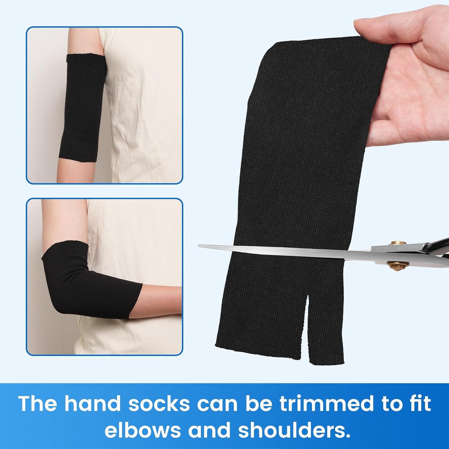 Hand Socks for Splint (Pack of 10), Elastic Cotton Stockinette Tubing, Surgical Sleeves for Arm, Wrist and Thumb Sleeve Under Brace, Cast Wrap Liner for Men & Women, Fit Left & Right Hands(Black, M)
