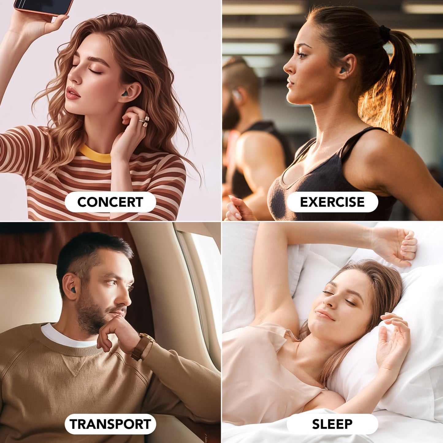 Ear Plugs for Sleeping Noise Cancelling, 45dB Reusable Silicone Ear Plugs with 8 Soft Ear Tips, Noise Reduction Earplugs with Case for Focus/Study/Work/Concert- Comfortable Hearing