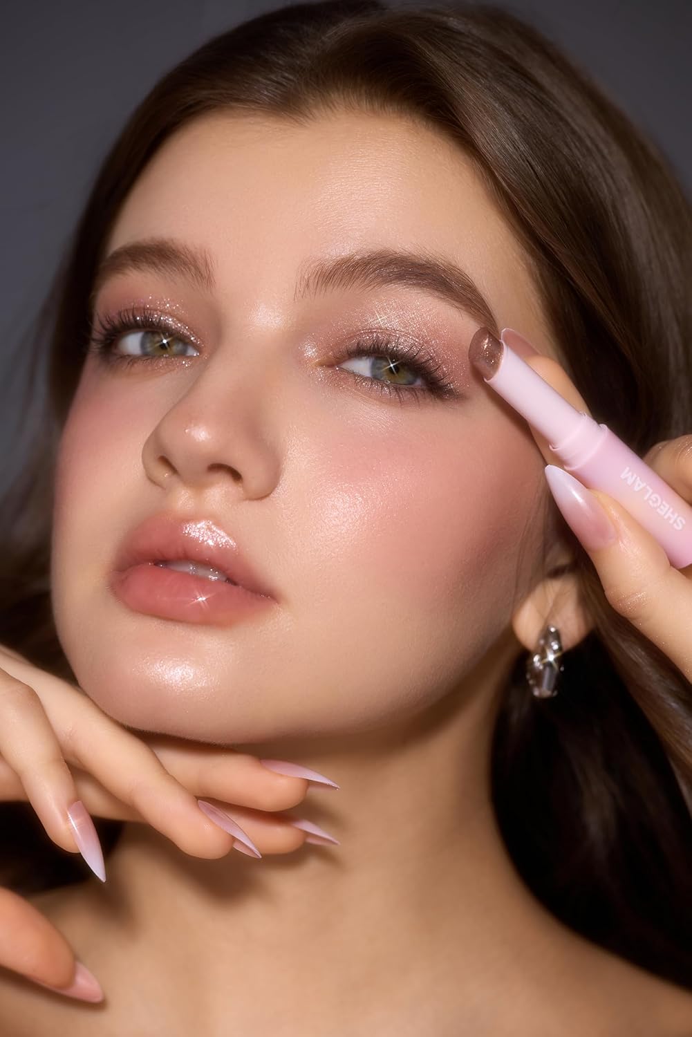 SHEGLAM Crystal Jelly Glaze Stick Eye Shadow Stick Eyeliner Brightener Pencil Crayon with Brush Easy to Blend Long Lasting Shimmer Eyeshadow-Rock Star