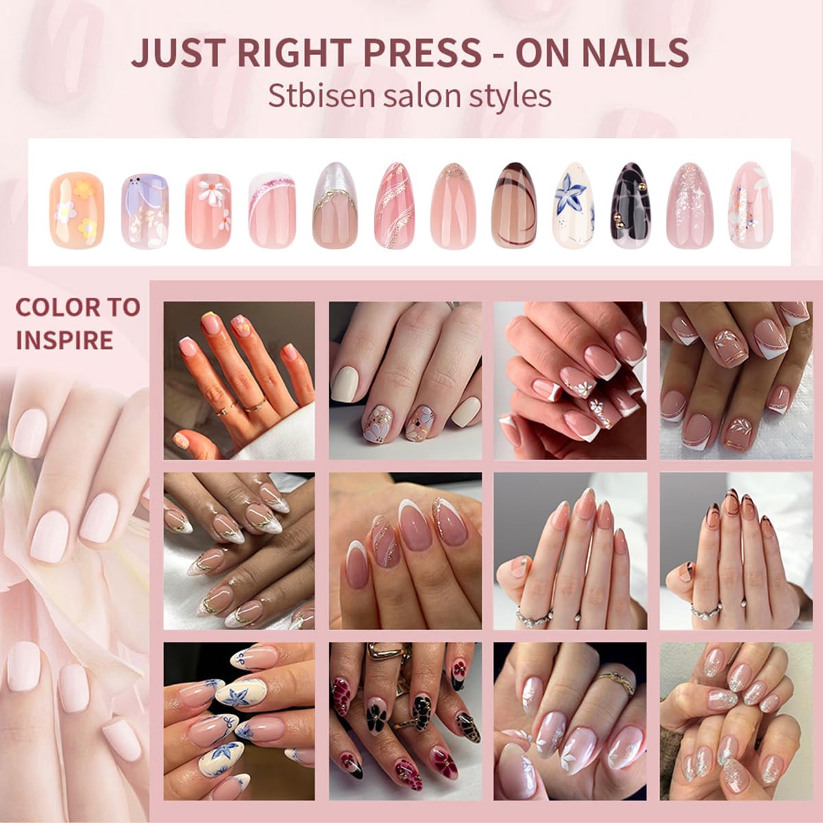 Summer Fall Press On Nails Short Square, Nude Fake Nails Featuring a Nude-to-White Gradient and Elegant White Floral Accents, Glossy Finish Acrylic Nails, Reusable Glue On Nails for Women, Petal Veil