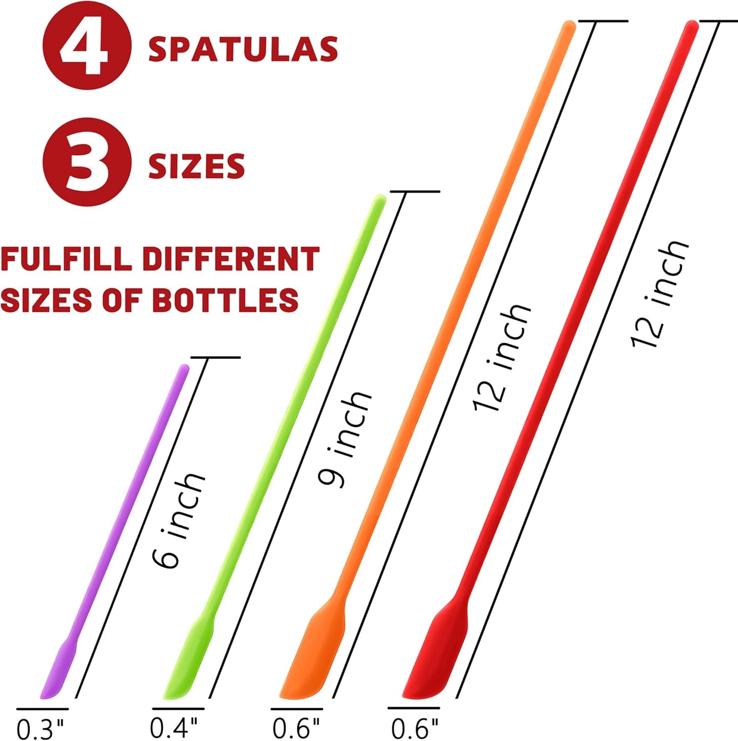 Anaeat Mini Silicone Spatulas - Set of 4 Multifunctional Small Kitchen Scraper Lotion Stirrer Tiny Makeup Beauty Spatula Reusable for Jam Jar, Cosmetic Bottles, Narrow Can and Thin Bottles (Colorful)