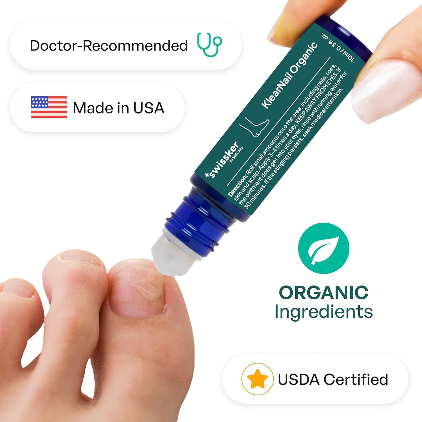 Swissklip Medi-Care Toenail Stick I KlearNail Treatment | Natural Solution for Healthy Nails I Suitable For Foot, Toe, and Fingernail I For Brittle Toenails – 10ml / 0.3 Fl. Oz. Pack 3 - Made in USA