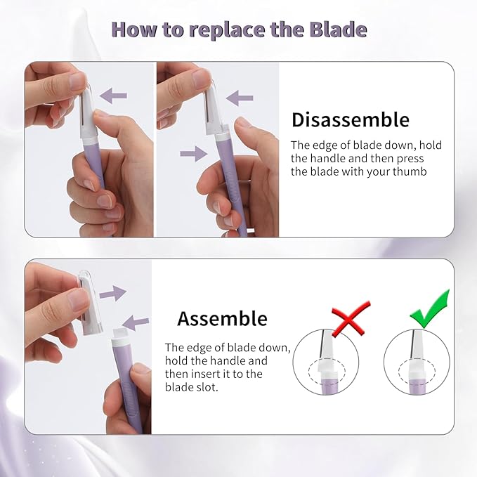 Dermaplane Razor Blades, Dermablade, Safe and Effective Removal Women Facial Peach Fuzz, Gentle Skin Exfoliation Blades, 4 Long and 4 Short Dermaplaning Blades