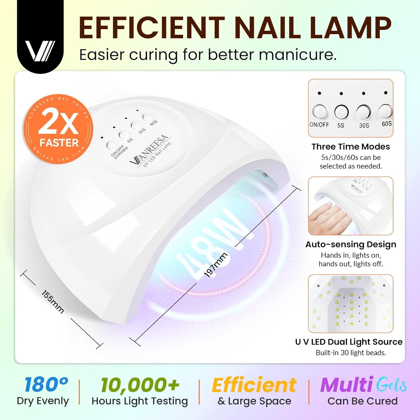 VANREESA Gel Nail Polish Kit with U V Light 74 Pcs Gel Polish Nail Set 56 All Season Colors Nail Polish Set + Base and 4 Effects Top Coat with Manicure Tools Complete Nail Kit Gifts for Women