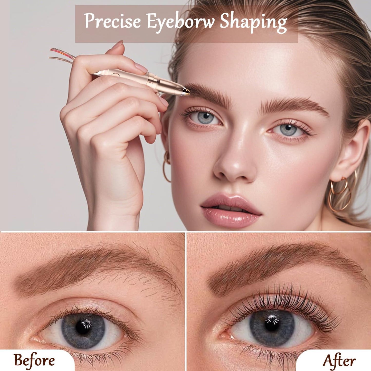 2 in 1 Heated Eyelash Curlers and Eyebrow Trimmer for Women, Electric Eyelash Curler with 2 Temperature Modes Anti-Burn USB Rechargeable Heated Eyelash Curler, Ideal Gift for Women WF915