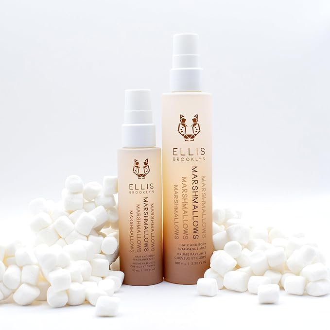 Ellis Brooklyn MARSHMALLOWS Hair And Body Fragrance Mist - Gourmand Perfume Mist with Marshmallow, Caramel Accord, & Milky Musks, Vegan Perfume Made In The USA, 50ml 1.7 Fl Oz