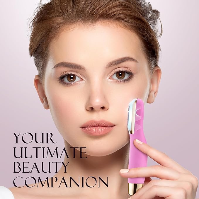 Sonic Dermaplane Razor for Women Face, Dermaplaning Tool for Face, Sonic Edge Technology, Facial Hair Removal for Women, Peach Fuzz with 8 Replaceable Blades(Pink)