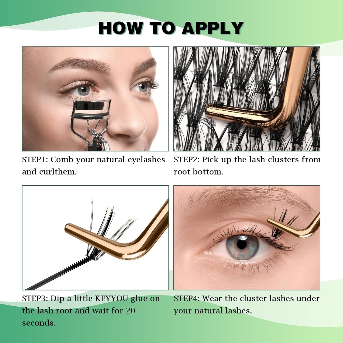 Lash Clusters 300pcs Individual Lashes 30D 0.07D Curl 13mm DIY Eyelash Extension KEYYOU Large Tray Volume Soft&Natural Cluster Lashes(30D-0.07D,13)
