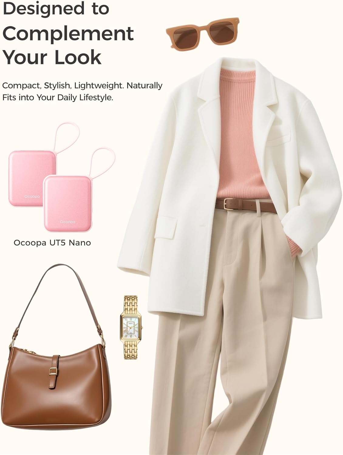 OCOOPA Hand Warmers Rechargeable, Smart Temp Control 7H*2 Long Safe Heat, Ultra Slim, Pocket-Size Design That Fits Gloves, Gifts for Women, Outdoor, Office, Commute (UT5 Nano)