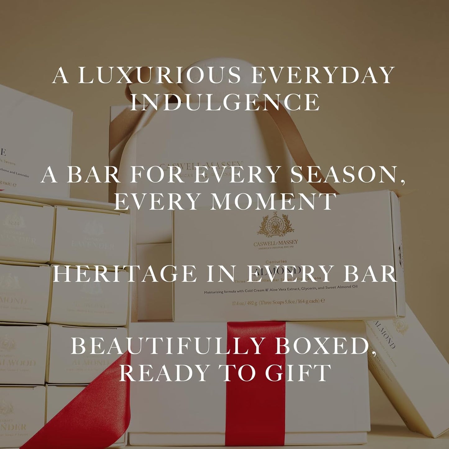 Caswell-Massey Natural Bar Soap Gift Set, Almond, Verbena, Lavender Scents, Triple-Milled Moisturizing Body Soap, Plant-Based for All Skin Types, Men, Women, Made in USA, 3 Bars, 5.8 oz Each