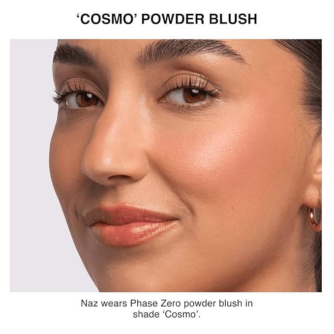 Phase Zero Makeup Powder Blusher - "Cosmo" - 4g / 0.141 oz - Full Coverage, Natural Blush - Soft, Buildable Pink, Coral, Peach & Golden Hues - Matte & Shimmering Shades Gives Cheeks a Radiant Glow