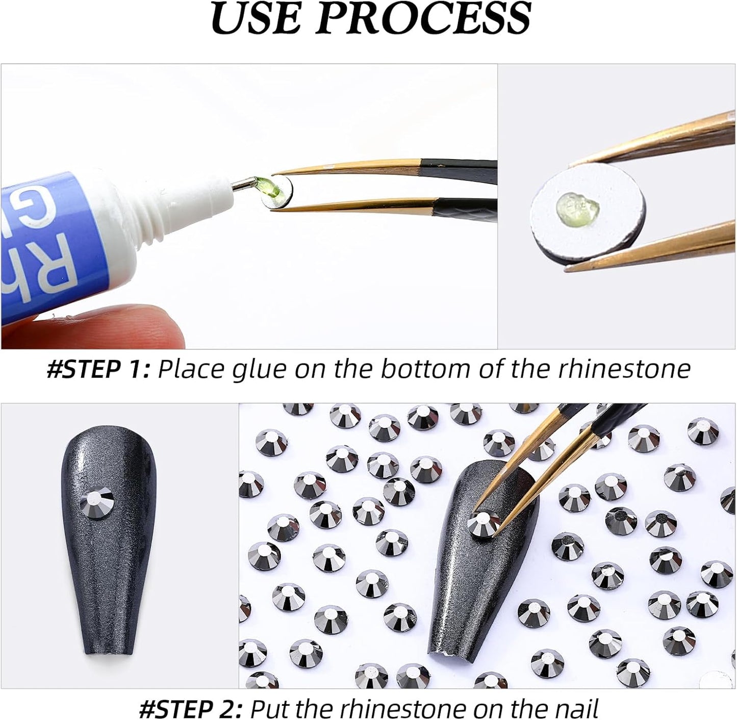 Black Hematite Flatback Rhinestones, Glass Rhinestones for Nail Art and Craft, Glue Fix, Loose Crystal Gemstones(Black Hematite, SS30, 288pcs, 6.4-6.6mm)