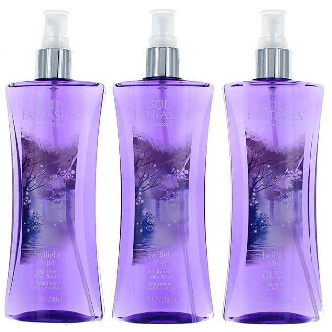 Twilight Mist by Body Fantasies, 3 Pack 8oz Fragrance Body Spray Women