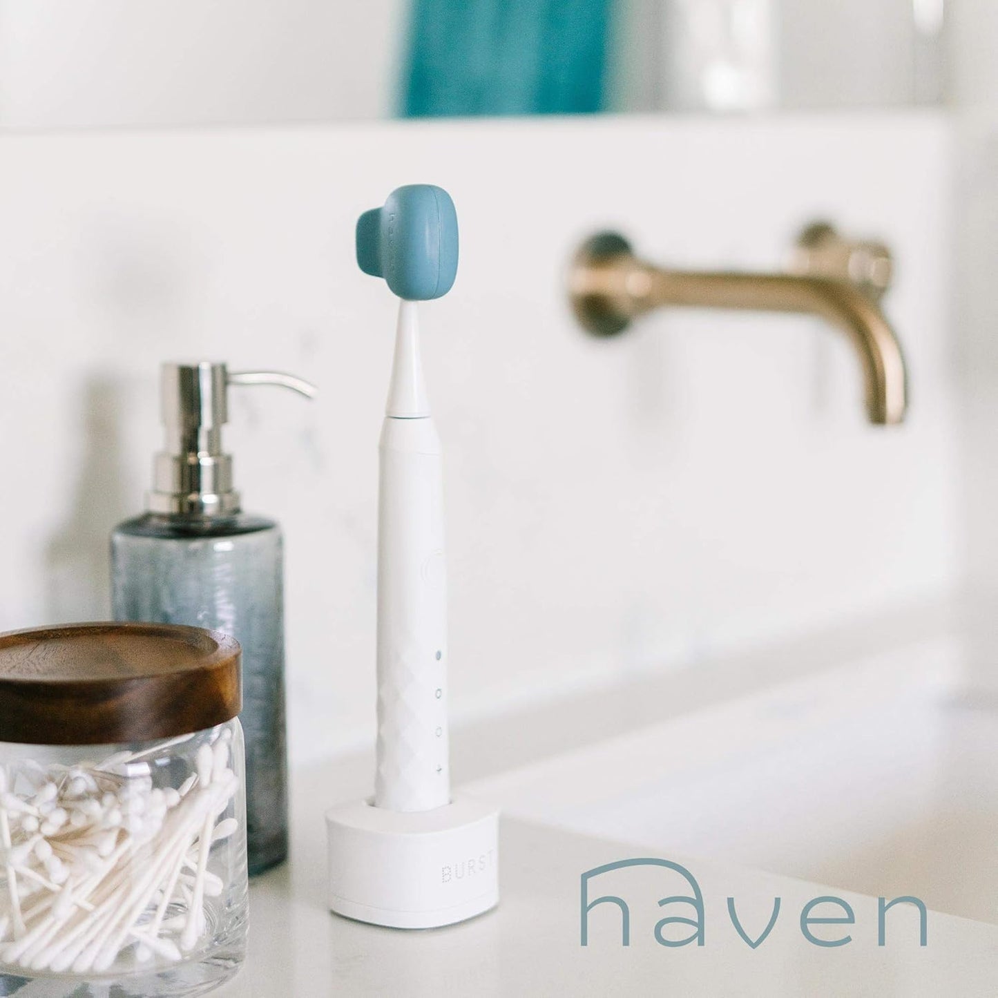 Haven Toothbrush Cover - Fits Most Adults' & Kids' Electric & Standard Toothbrushes - Pack of 2 - Blue & Charcoal Gray