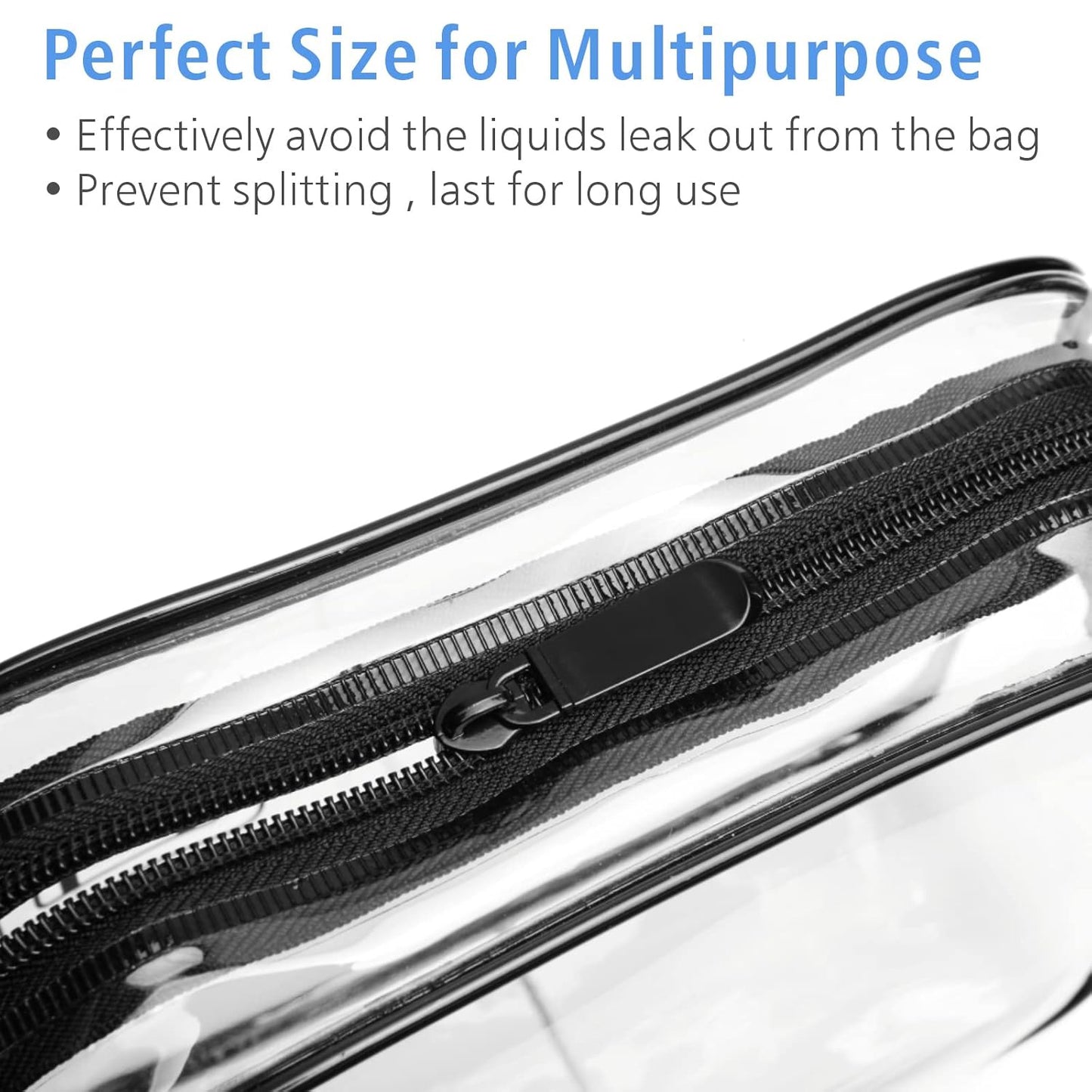 PACKISM Clear Makeup Bags - 3 Pack Clear Travel Bags for Toiletries for Women, Cosmetic Bags Carry on Toiletry Travel Essentials, Black Large