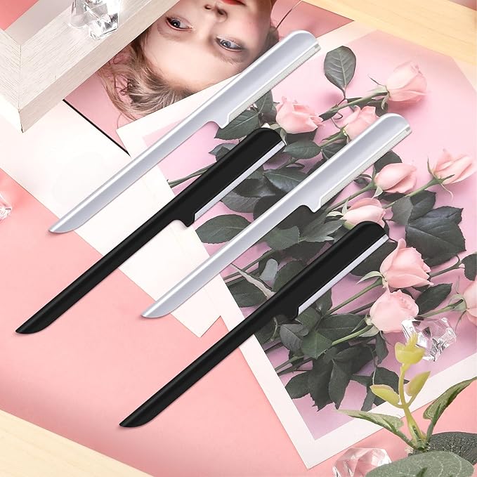 10 Pieces Eyebrow Razor for Women Facial Shaver Razor Brow Shaper Eyebrow Trimmer Dermaplaner Shaping Tool with Cover (Silver, Black)