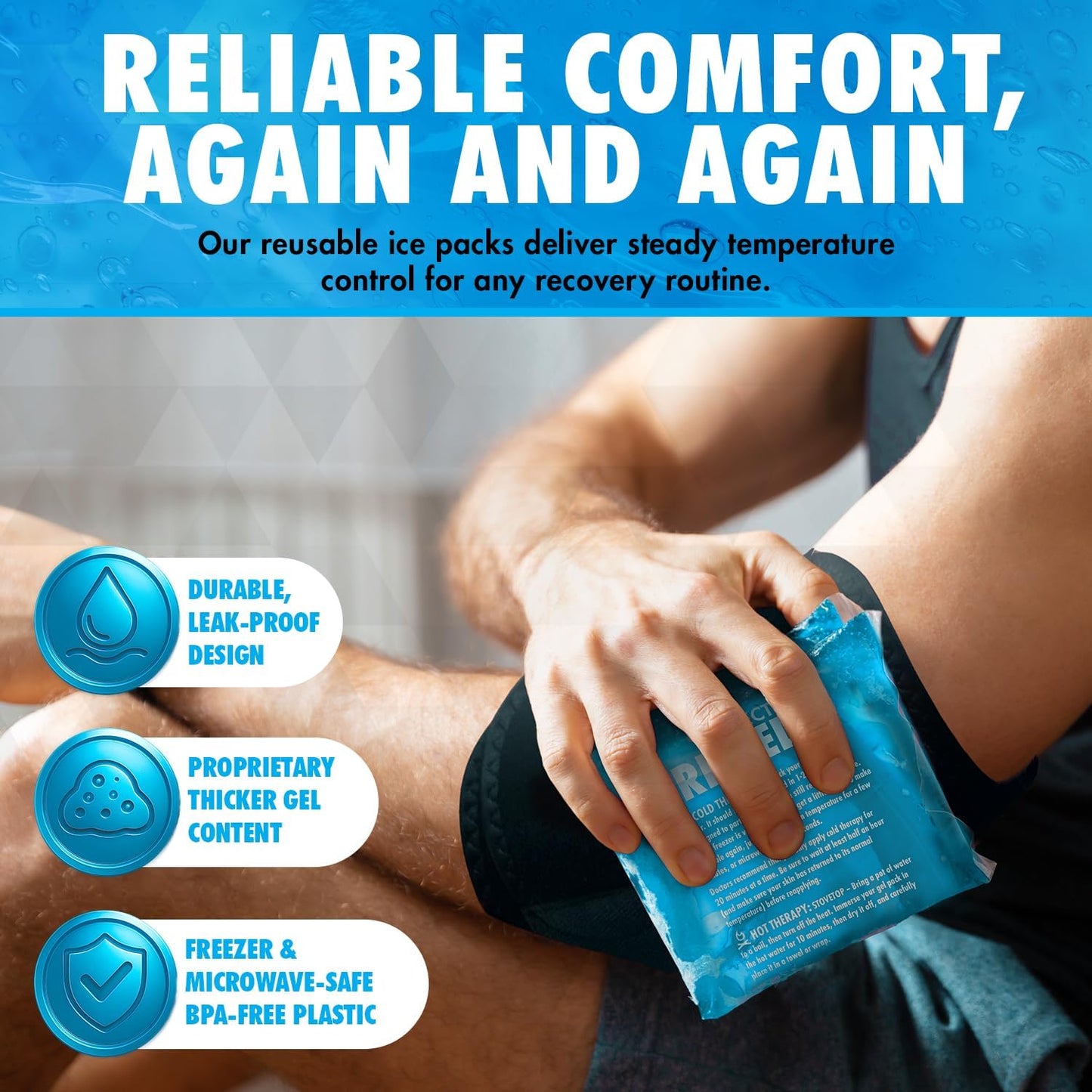Perfect Remedy Rectangle Gel Ice Pack Bundle, Hot & Cold Ice Packs for Injuries Reusable for Body Tension & Muscle Pain Relief, Soft, Flexible & Adapts to Any Area (Blue, Reg 2PK + Pink, Reg 2PK)