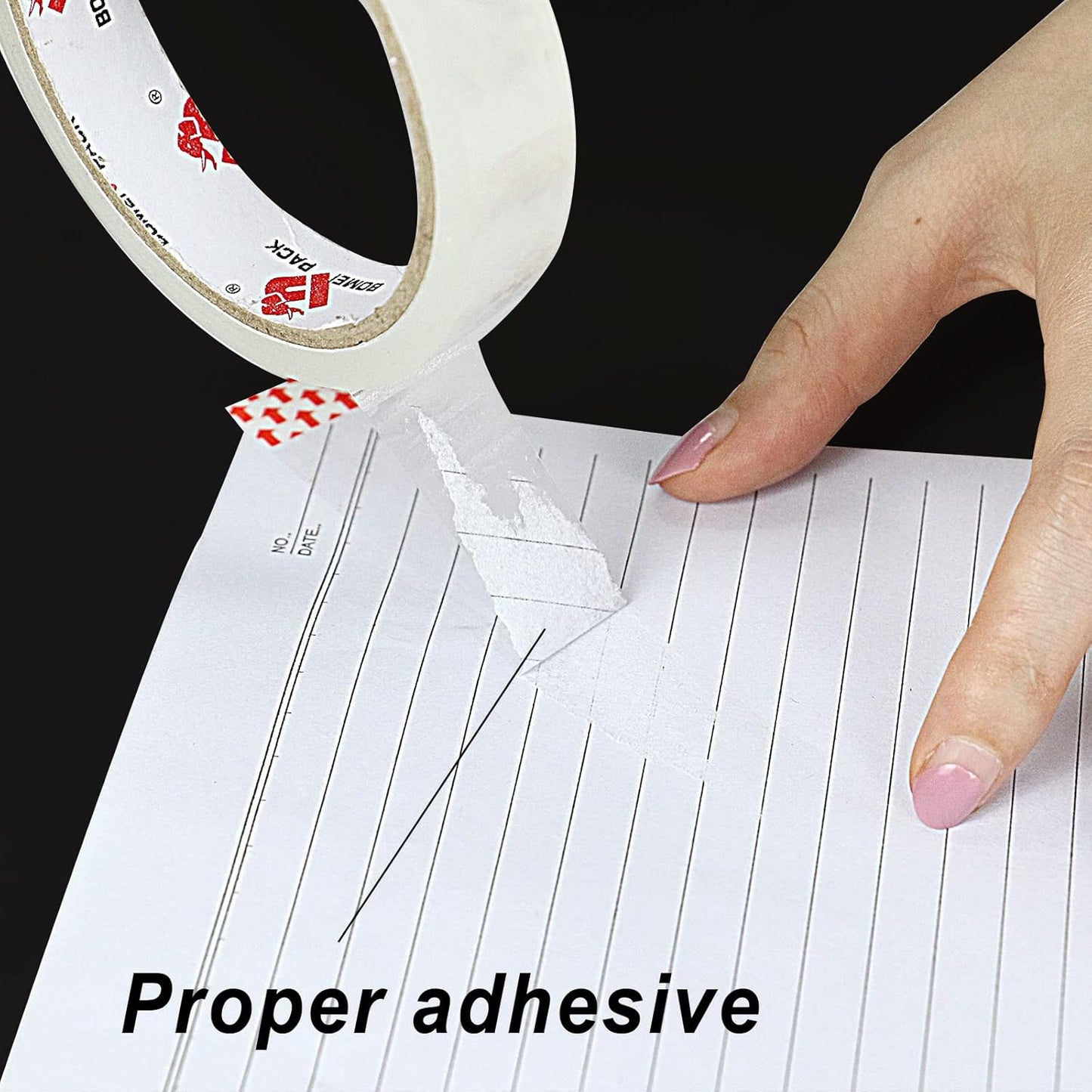 BOMEI PACK Desktop Tape Dispenser (Fits 1" & 3" Core) with Transparent Tape Refills, Clear Tape with Black Tape Holder,Weighted Non Slip Base, for Masking Tape,Heat Resistant Tape