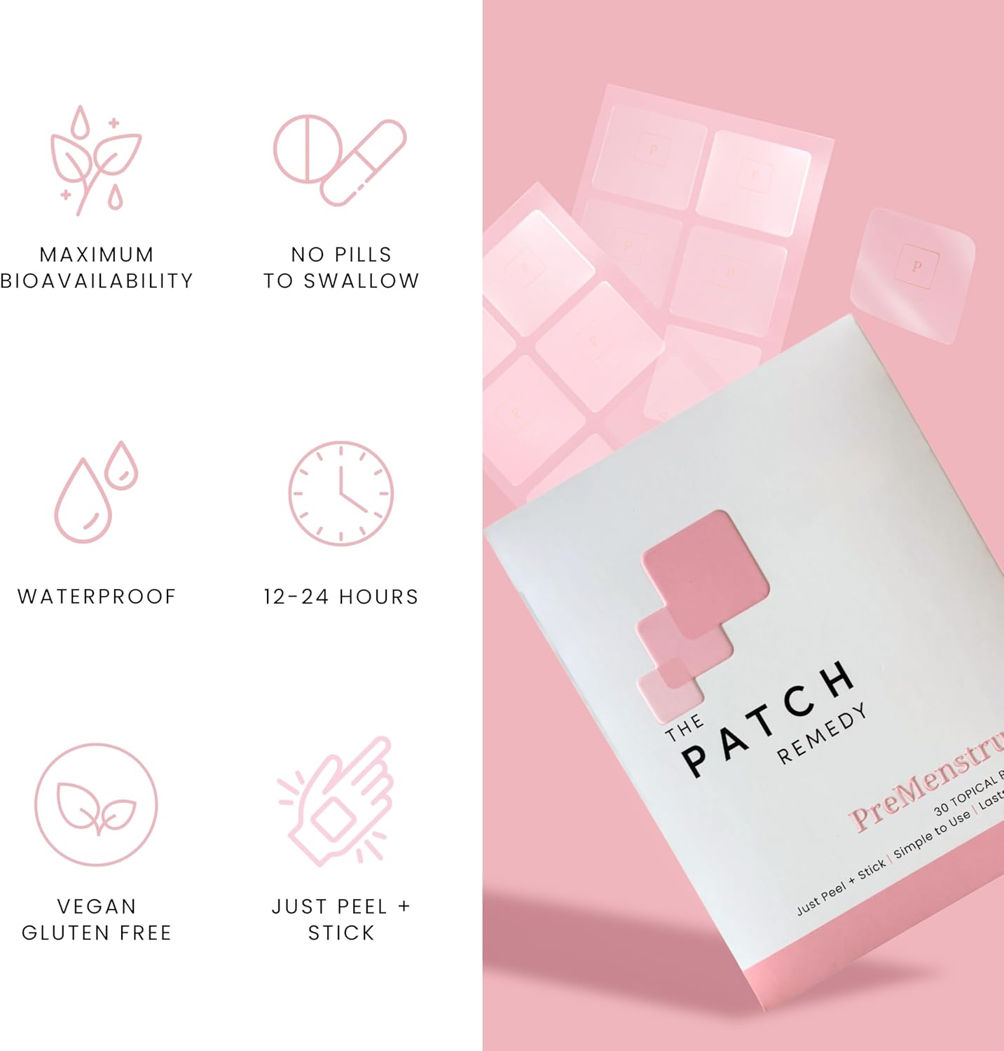 Pre Menstrual Patch | Chasteberry, Magnesium, Evening Primrose, Dong Quai, B6 & Vitamin E | 30 Patches