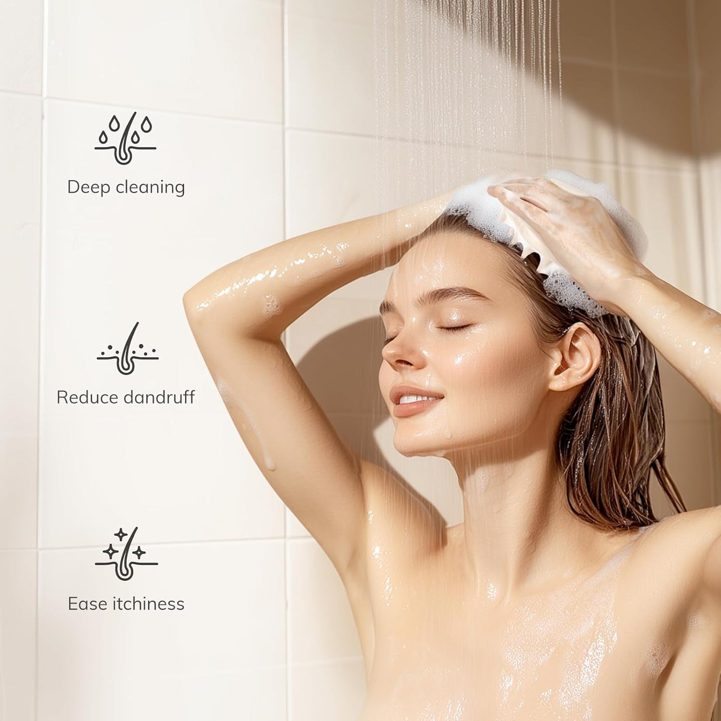 Sndyi Silicone Scalp Massager Hair Growth, Scalp Scrubber with Soft Silicone Bristles, Scalp Exfoliator for Dandruff Removal, Large Size Shampoo Brush, Wet Dry Scalp Brush for Long Thick Curly Hair