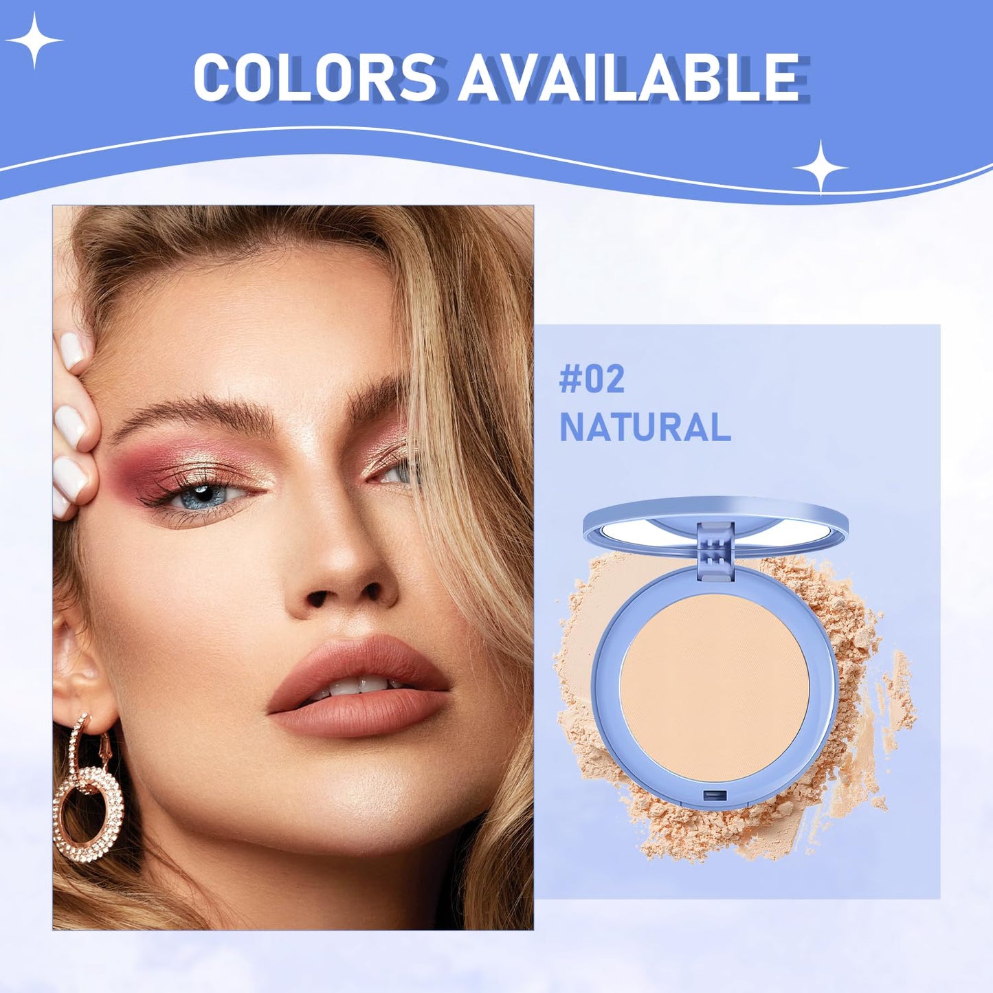 Maycheer Face Powder, Maycheer Setting Powder, Lasting Waterproof Pressed powder Compact, Oil Absorbing Pressed Powders Compact for Face,Lightweight,Residue-Free(02 NATURAL BEIGE)