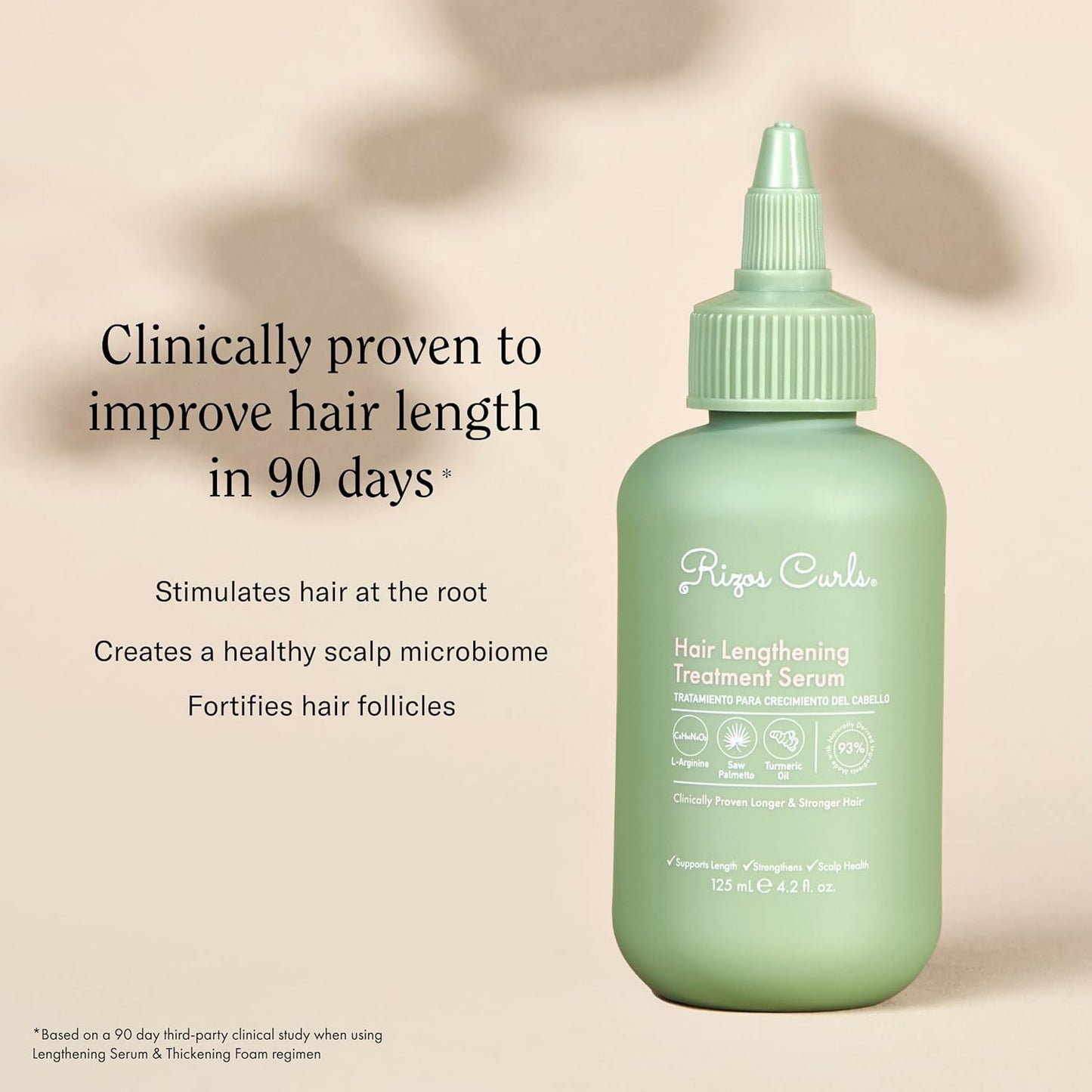 Rizos Curls Hair Lengthening Treatment Serum, Fortifies At Root for Healthy Scalp Microbiome Promoting Length, Supportes Longer Stronger Hair, 4.2 oz