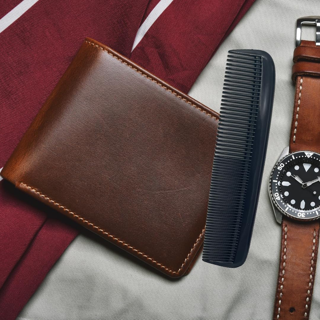 G.B.S (15 Pack) Pocket Comb Black Unbreakable Round Teeth Course Fine Pocket Beard & Mustache Combs for Men's Hair (Black, 5 Inch (Pack of 15))