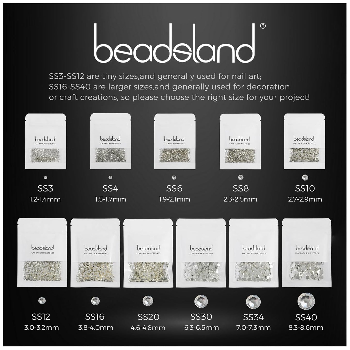 beadsland Flat Back Crystal Rhinestones Round Gems, Light Pink (1.3-1.4mm) SS3/1440pcs