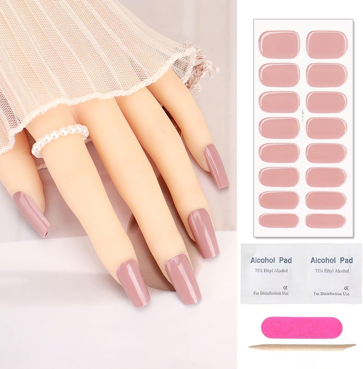 Semi Cured Gel Nail Strips Stickers Solid Color Self Adhesive Waterproof Nail Stickers Design Supply 16Pcs Real Gel Polish Strips for Women DIY Manicure Long Lasting Nails Decoration Accessories