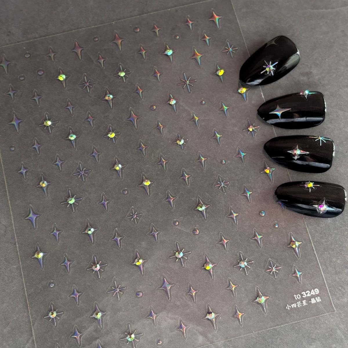 1Sheet Star Nail Stickers 5D Embossed Star Nails Decals for Nail Art Self Adhesive Aurora Stars Stickers with Glitter Shiny Nails Design Stars Nails Supplies for Women DIY Manicure