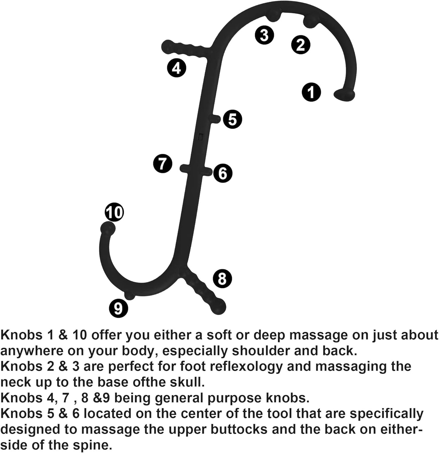 Massage Trigger Point Cane, Muscle Release Tool Self Massage Hook Cane, Handheld Back, Neck, Shoulder, Leg and Feet Massager Rod, Body Deep Tissue Gifts for Men & Women, Black