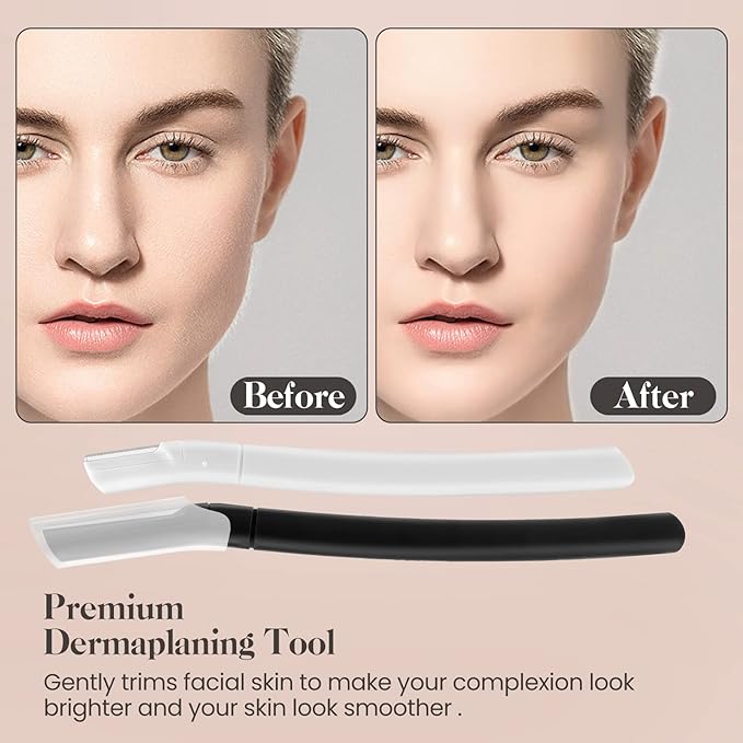 Eyebrow Razor, Dermaplane Face Razors for Women Facial Hair, Eyebrow Shaver(8 Count), Peach Fuzz Removal, Dermaplaner to Exfoliate and Refresh the Skin (White, Black)