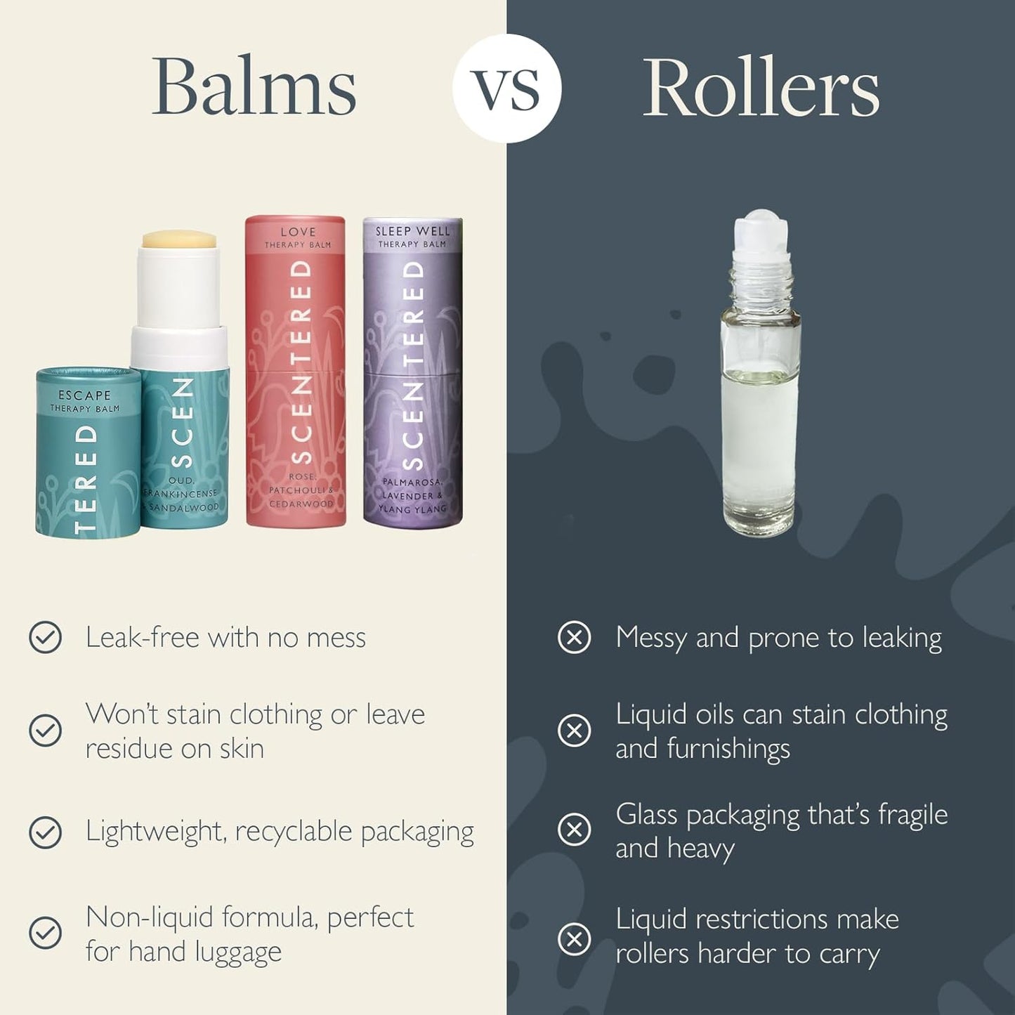 Scentered Aromatherapy Balm Gift Set - Be Kind to Yourself - Pack of 3 Balms: Sleep Well, Escape, Love - Lavender, Cedarwood, Ylang Ylang Essential Oils - Relaxing Gifts for Women