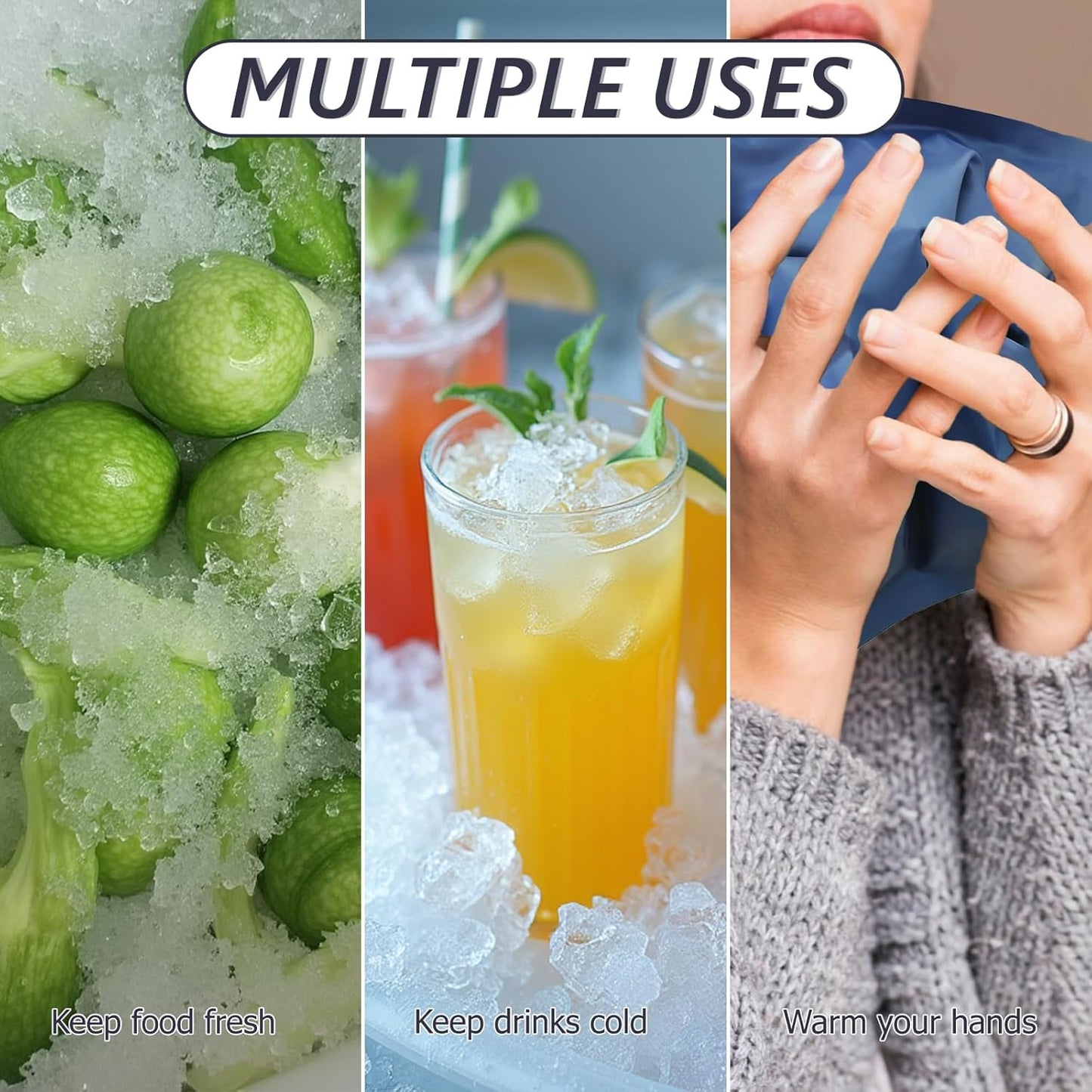 Hot & Cold Gel Packs for Pain Relief 12x16 Inch Ice Packs Reusable Blue Cold Packs for Swelling, Bruises, Injuries, Surgery, Toothache