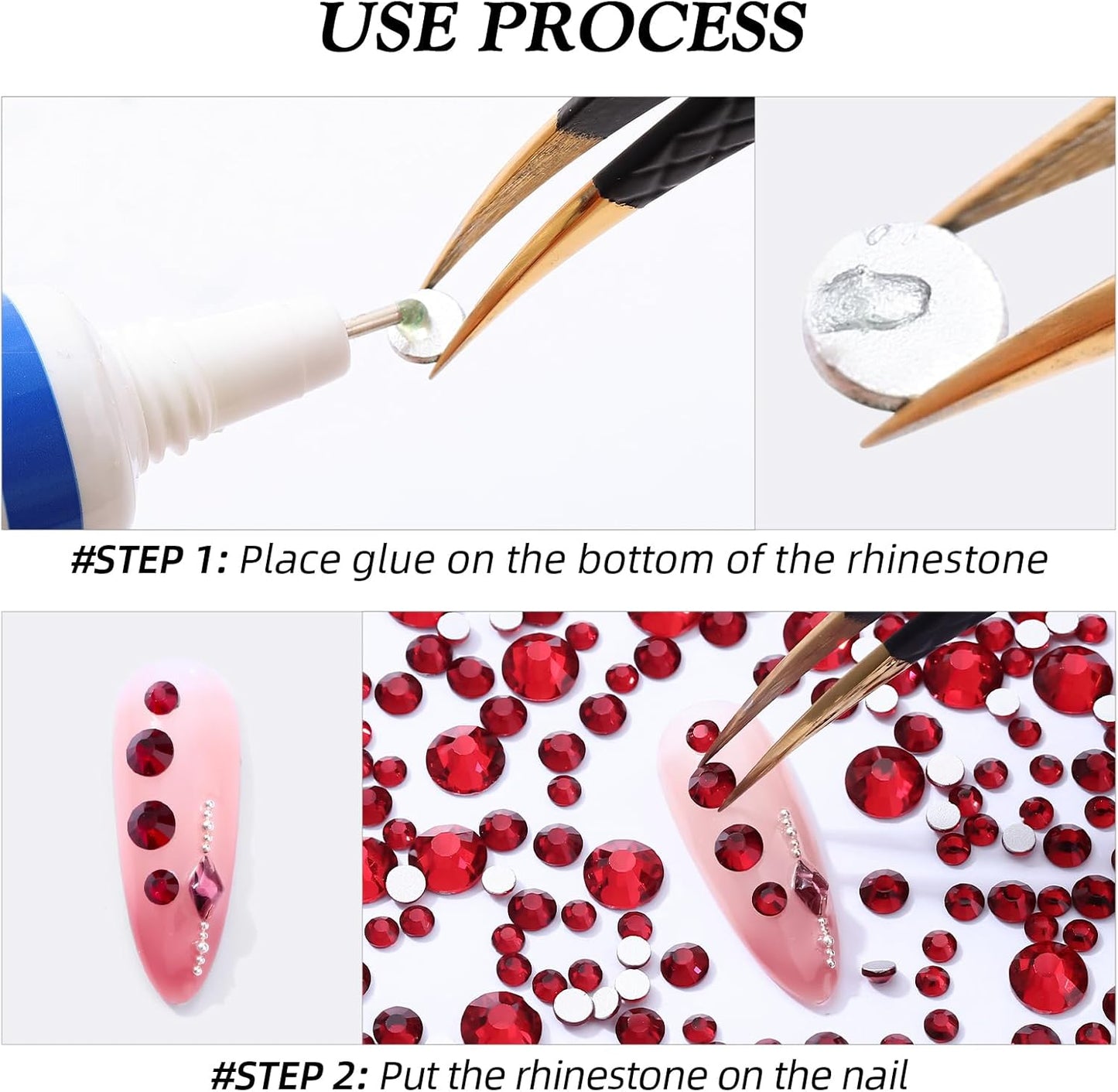 Siam Flatback Rhinestones, Glass Rhinestones for Nail Art and Craft, Glue Fix, Loose Crystal Gemstones(Siam, SS20, 2880pcs, 4.6-4.8mm)