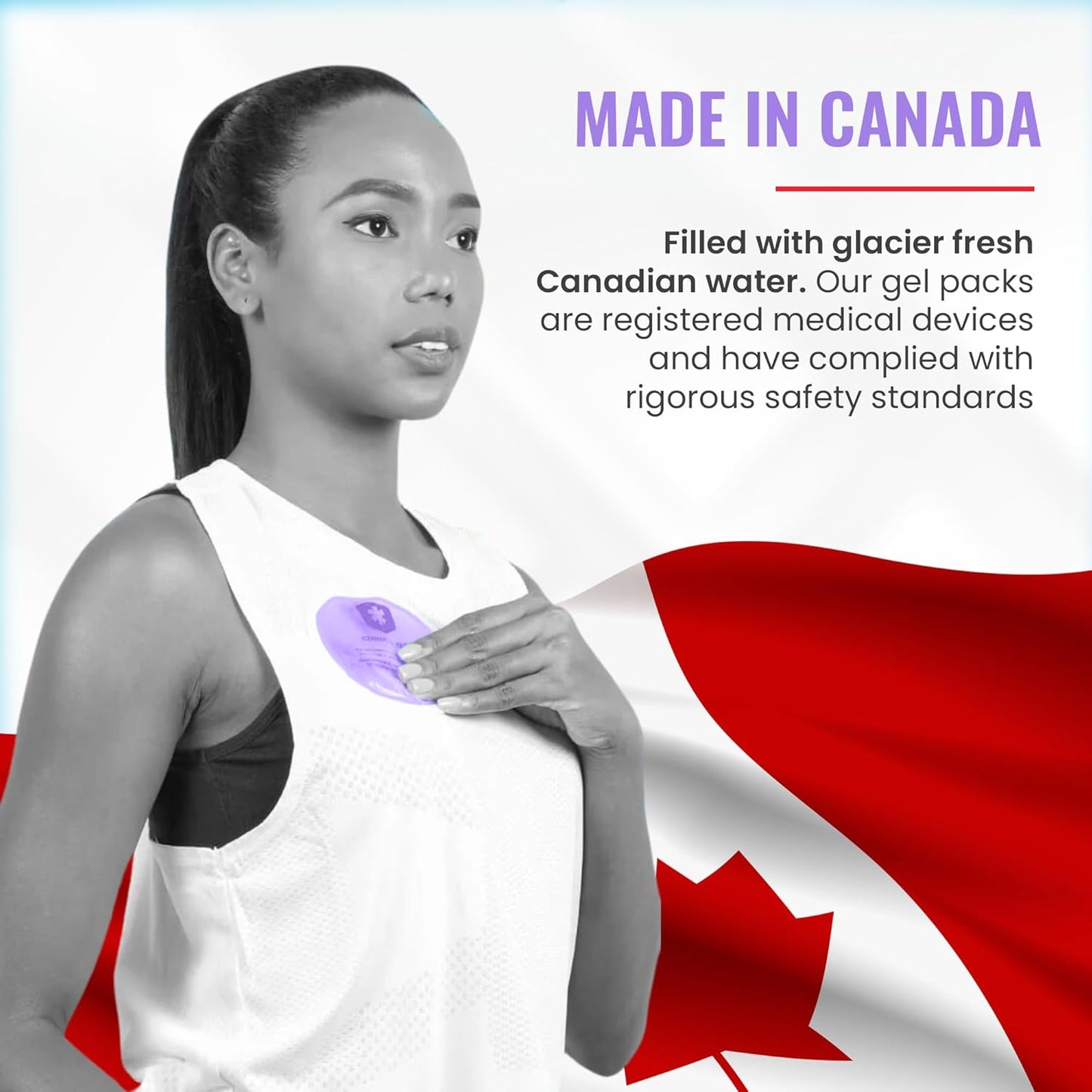 ICEWRAPS Reusable Hot & Cold Gel Packs for Pain Relief - for Injuries, Surgery, Toothache (5-Pack/Purple- with Cloth Backing)