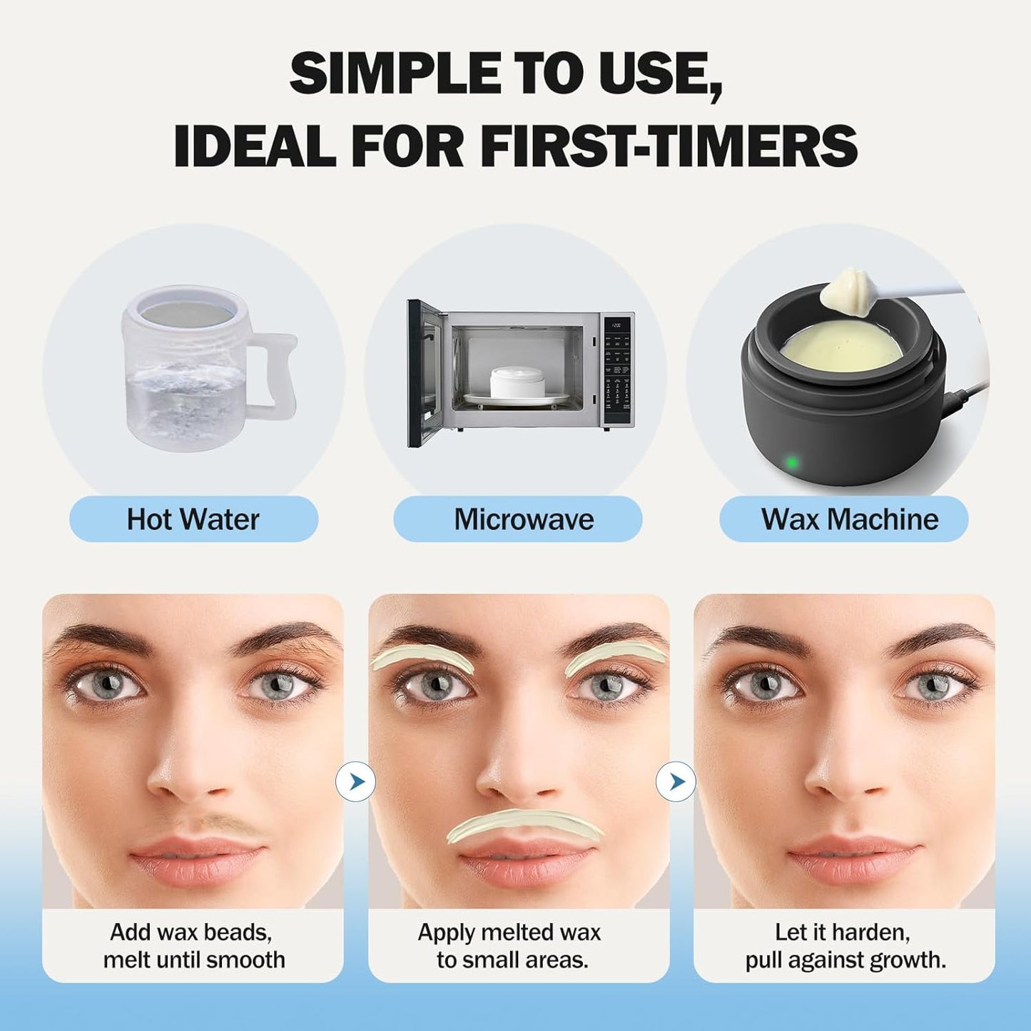 SUERBEATY Hard Wax Beads for Nose Ear Hair Removal, Nose and Ear Wax Kit for Men or Women, Refill Wax Beads for Eyebrow, Lip, Face, Creamy Scent, Painless, Portable, 100g