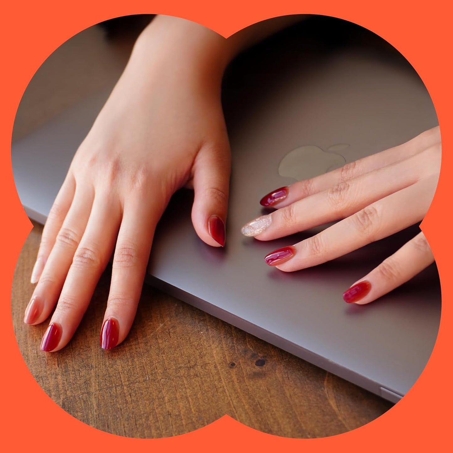 Semi Cured Gel Nail Strips | No LED Lamp Needed | Marble, Red | Easy Apply & Remove, Salon Quality | Includes 28 Strips, 1 Prep Pads, Nail File & Wooden Stick - Hey, You're a Boss Babe