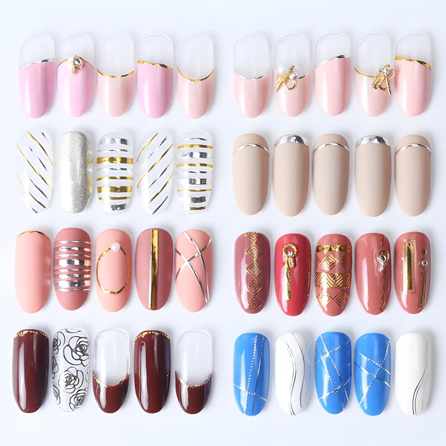12 Sheets Gold Nail Stickers for Nail Art 3D Self Adhesive Line Nail Decals Gold Nail Art Stickers Gold Stripe Wave Nail Design French Nail Supplies for DIY Manicure Decoration for Women