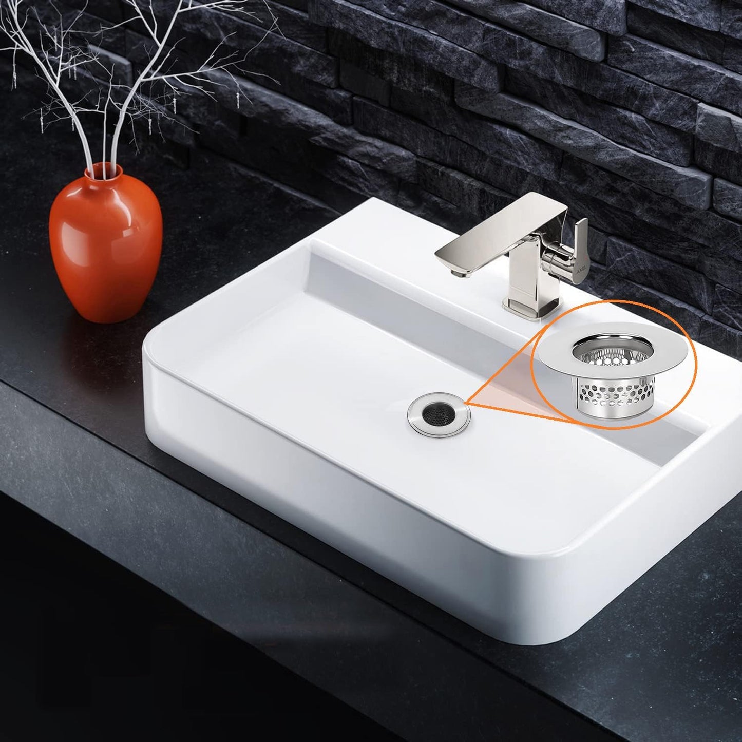 Bathroom Sink Strainer (3 Pack), Bathtub Drain Cover Lavatory Sink Drain Strainer Hair Catcher for Laundry Utility RV Sink, Stainless Steel Drain Filter. Fit Hole Size from 1.25" to 1.3"