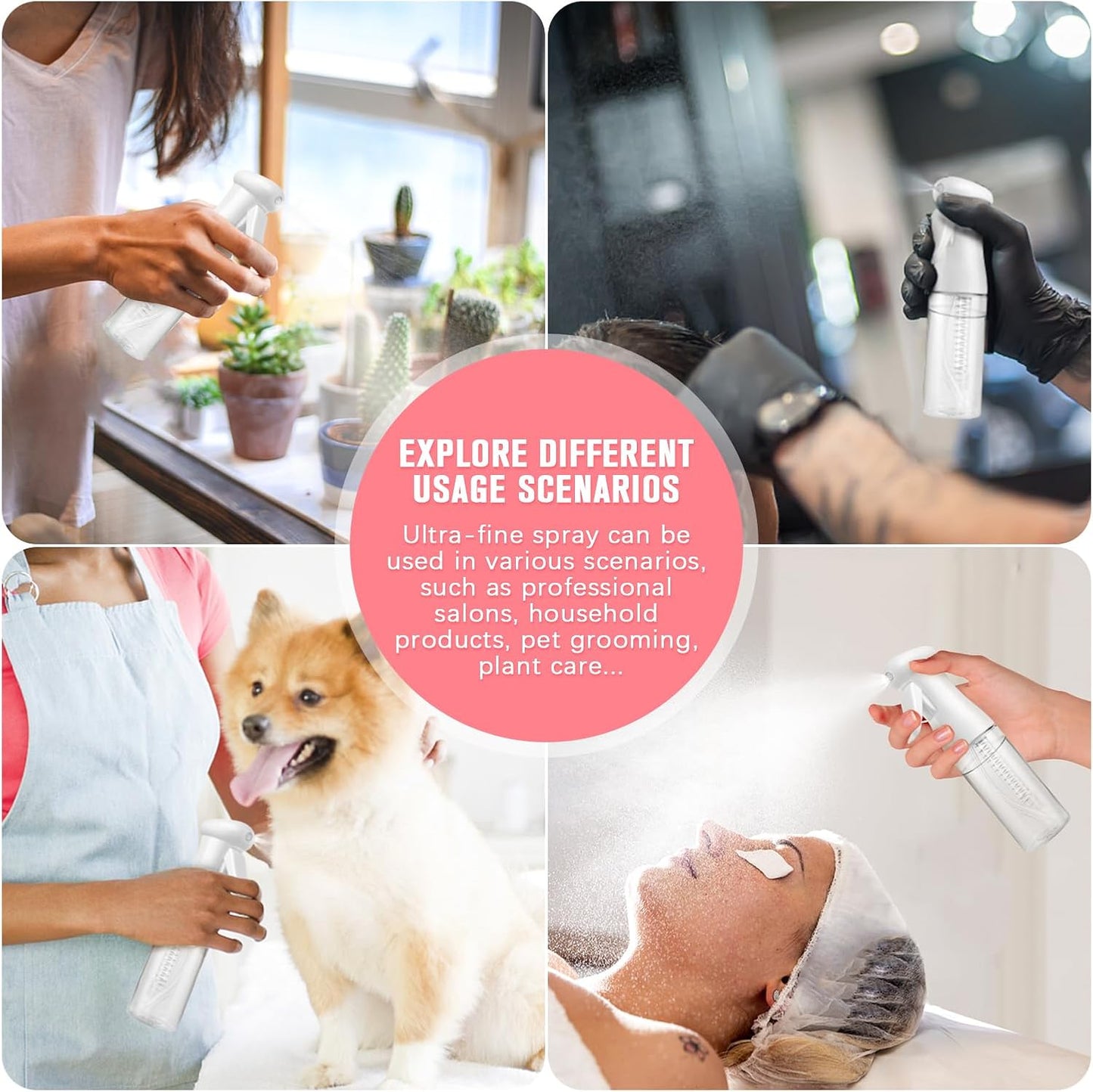 Continuous Travel Spray Bottle,Hair Small Spray Bottl e,Plants Water Spray Mist Bottle,Ultra-Fine Spray Bottle for Hair,Skincare, Plant Care, Pet Grooming, Cleaning 100 ML White(2 Pcs)