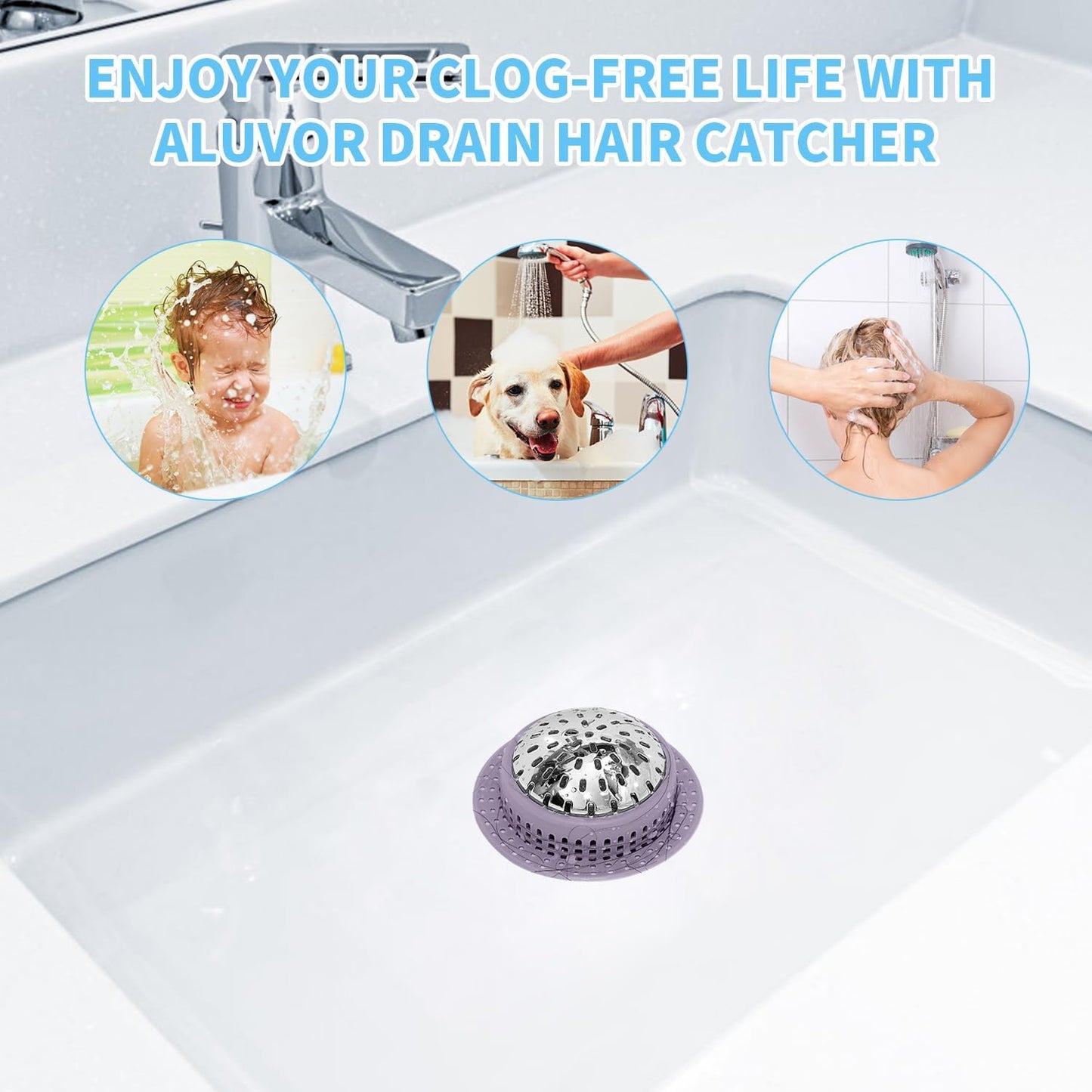 Shower Drain Hair Catcher, Shower Drain Cover, Bathtub Drain Hair Catcher for Pop-Up & Regular Drains