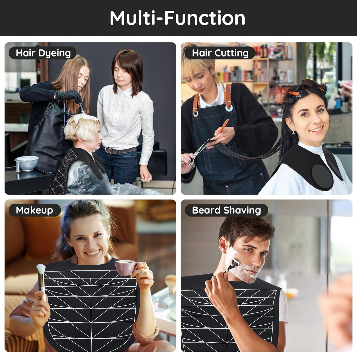 Segbeauty Hair Cutting Guide Mat Black, Longer Silicone Waterproof Cutting Mat, Professional Salon Hair Cutting Mat with Guidelines Weighted Neck Wrap for Hair Stylist