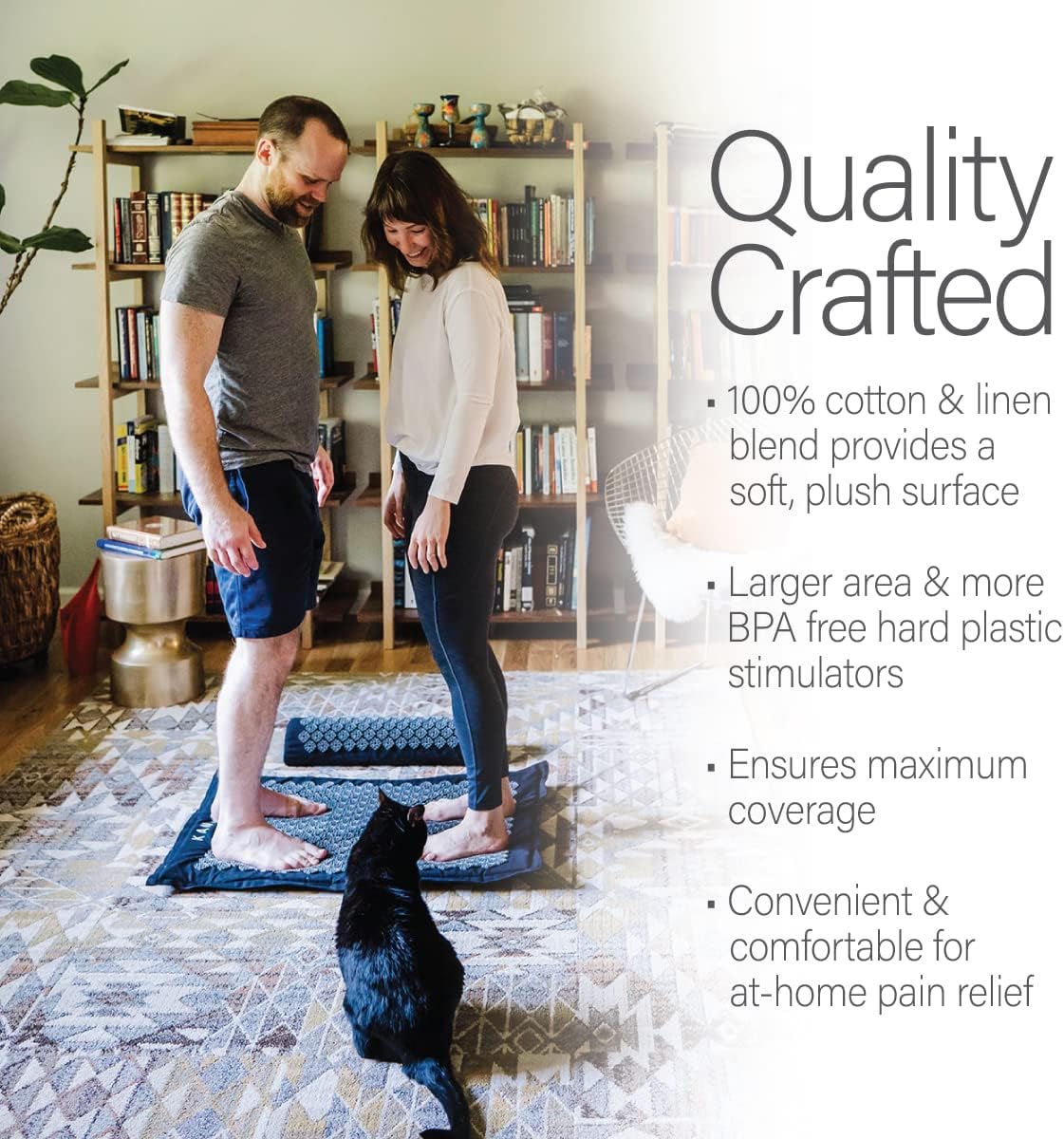 Kanjo Acupressure Mat and Pillow Set for Back Pain Relief & Neck Pain Relief, with Pressure Points for Muscle Pain Relief with Travel Bag - Black XL