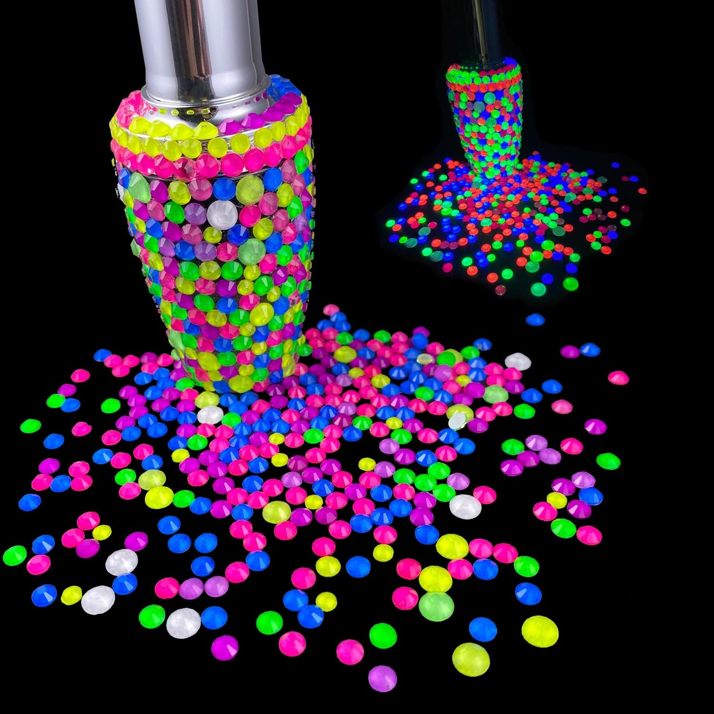 Flatback Glass Rhinestones,Bedazzler Gems 1440pcs Non Hotfix Crystal Rhinestones for Nail Charms Crafts Clothes Tumblers,Violet Neon,SS20