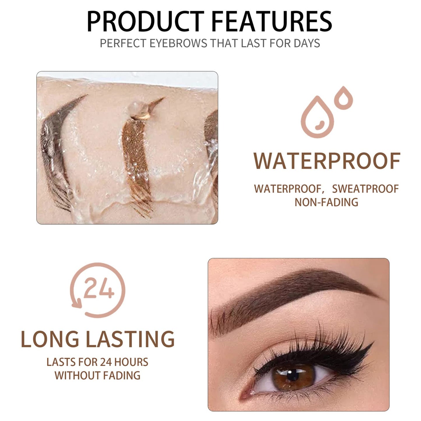MAEPEOR Waterproof Eyebrow Gel 8 Colors Full-pigmented Long Lasting Liquid Brow Gel for Fuller & Defined Looking (#05 Deep Brown)