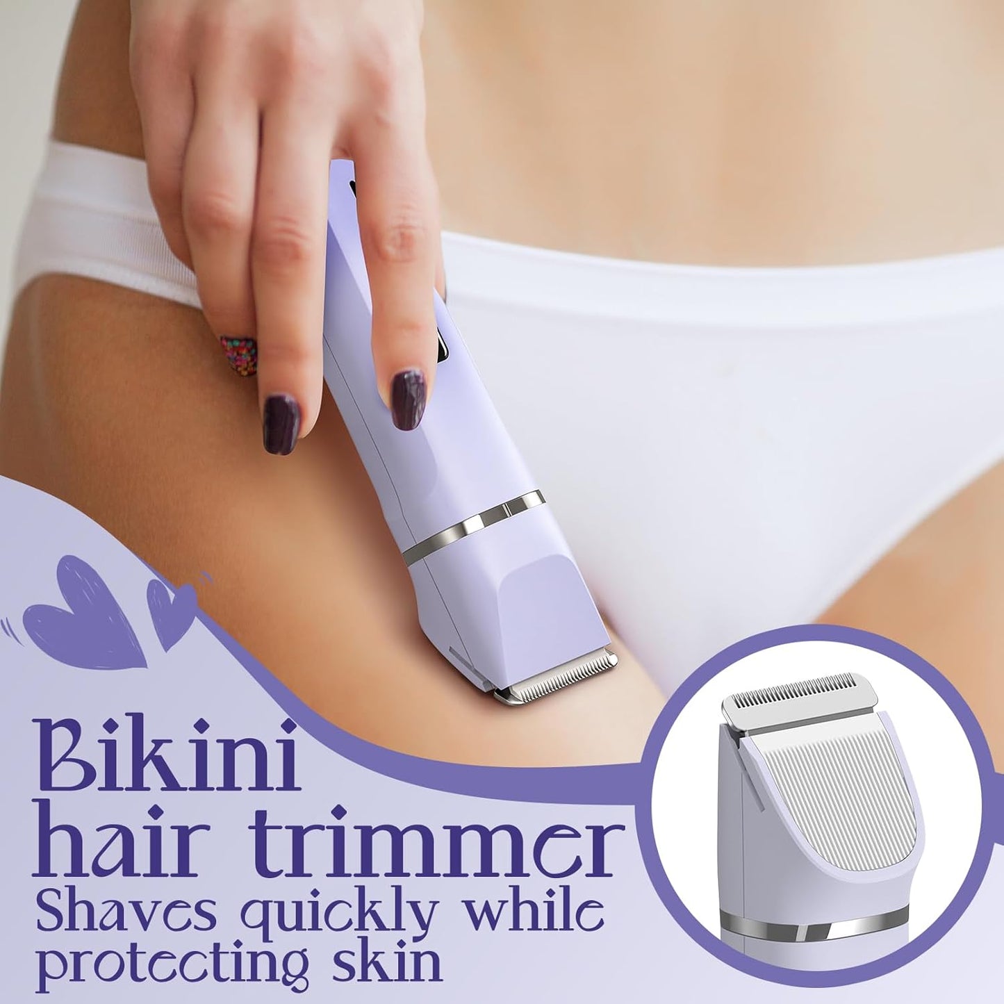 Electric Razors for Women - Wet/Dry Womens Electric Shaver for Bikini/Pubic Hair/Face/Legs/Intimate Area, epilators Hair Removal with Dock Charging, Christmas Gifts & Stocking Stuffers (Purple)